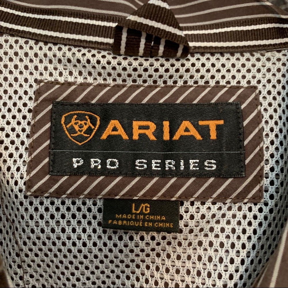 Ariat Pro Series Brown Striped Shirt Large - Picture 4 of 9